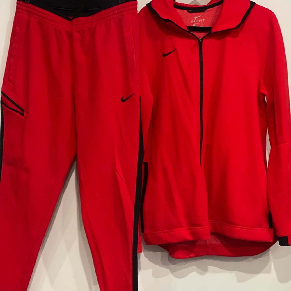 Red and Black Nike sweatsuit